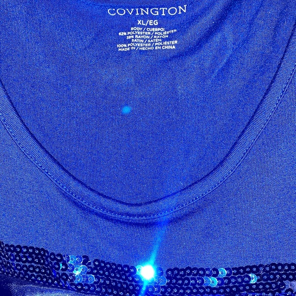 Covington Royal Blue Ruffle & Sequin Top - Picture 2 of 3
